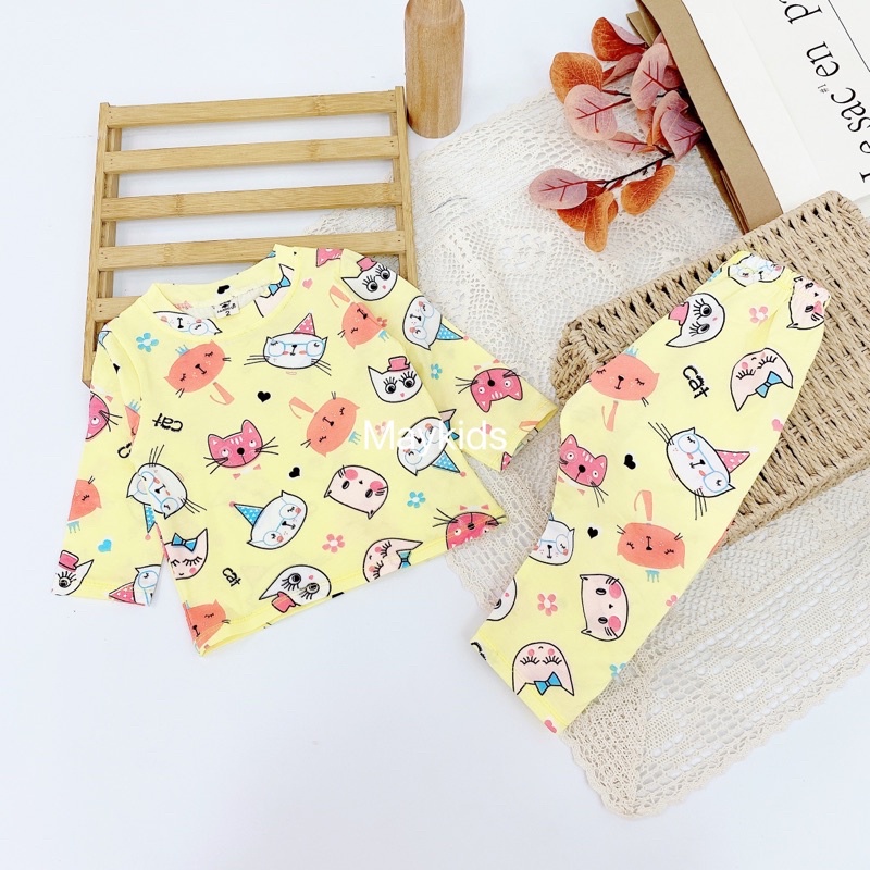 Bộ Dài Tay Hoạ Tiết Cao CấpThu Đông Cho Bé Gái, Bé Trai 7-18kg Chất Cotton 4 chiều mềm Đẹp