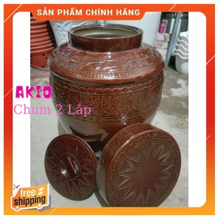 [Chính Hãng] Chum sành Bát Tràng ngâm rượu 2 nắp 40L , 60L.