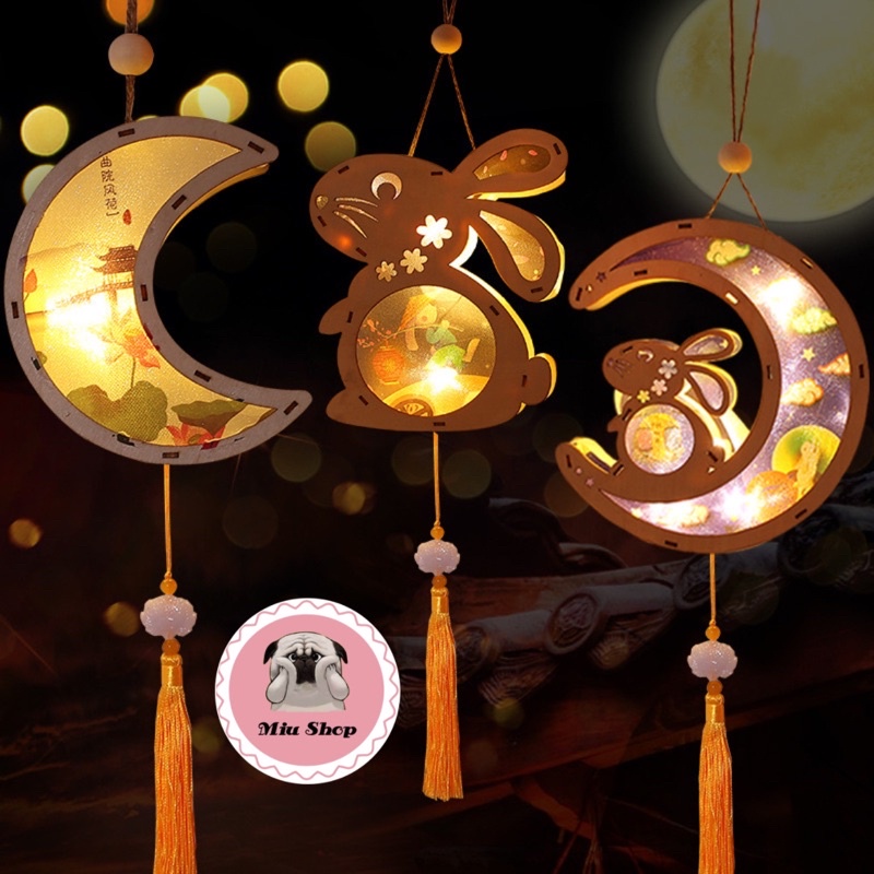 Đèn lồng Trung Thu gỗ Handmade DIY có đèn