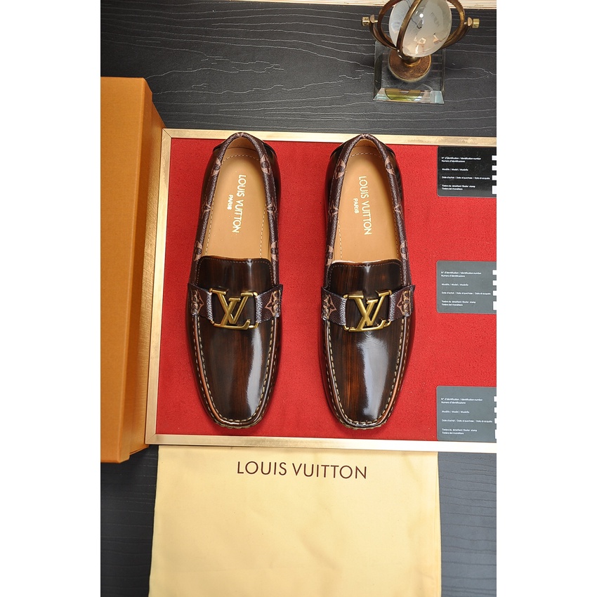 Giày tây lười nam da thật thời trang cao cấp Louis Vuitton LV phong cách mạnh mẽ, thu hút