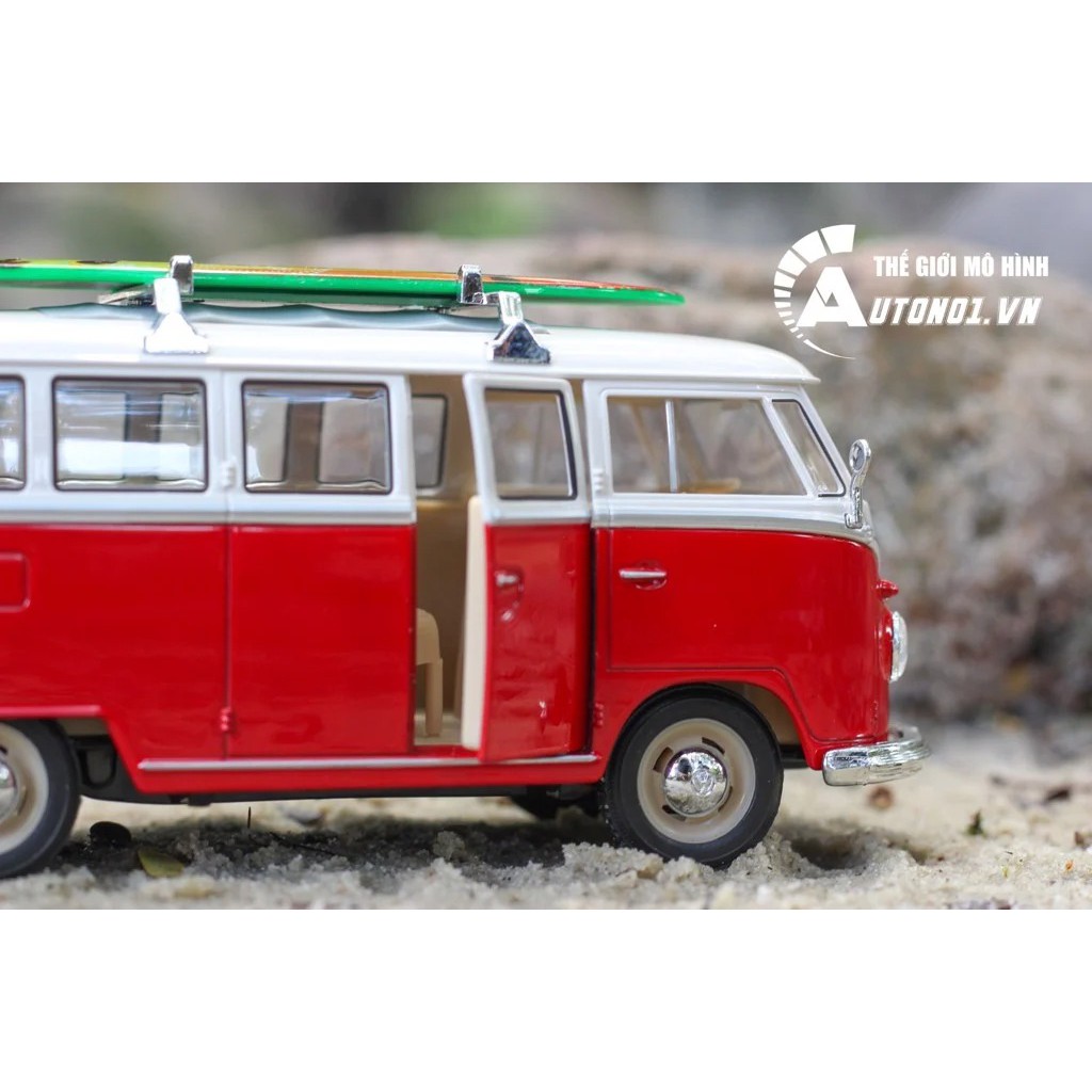 MÔ HÌNH XE VOLKSWAGEN T1 BUS WITH SURF BOARD 1:24 WELLY 7029