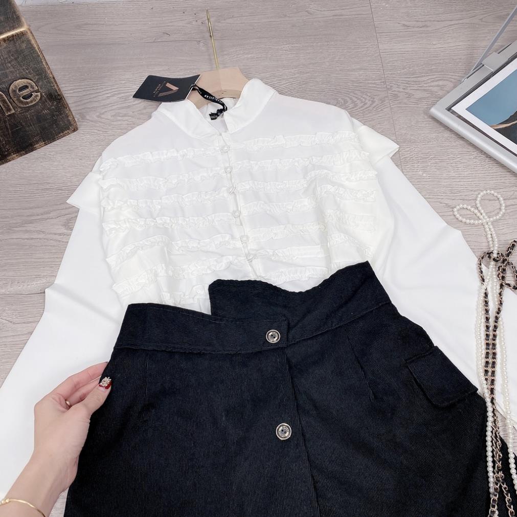 [ 𝐅𝐑𝐄𝐄 𝐒𝐇𝐈𝐏 ] SÉT SƠ MI CỔ TÀU REN MIX CHÂN VÁY LỆCH CHỮ A CHẤT ĐẸP LẮM Ạ HÀNG L1