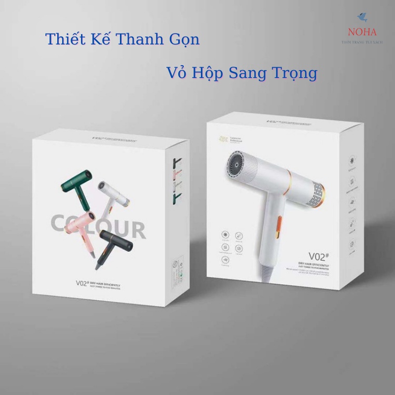 Máy sấy tóc tạo kiểu 3 chế độ sấy nóng, công suất lớn 1600W nuôi dưỡng, tạo kiểu tóc chuẩn salon V02