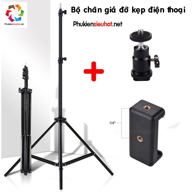 Chân giá đỡ 3 chân livestream tik tok, chụp ảnh, quay phim, đầu bi Q29 + đầu kẹp điện thoại chữ U