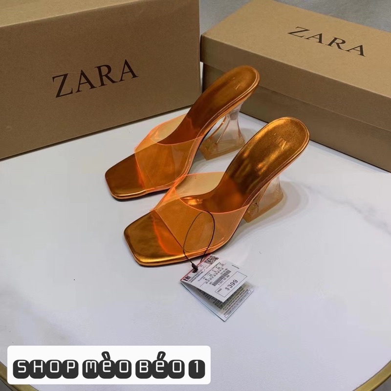 Guốc zara mica quai ngang gót loe xuất dư fullbox