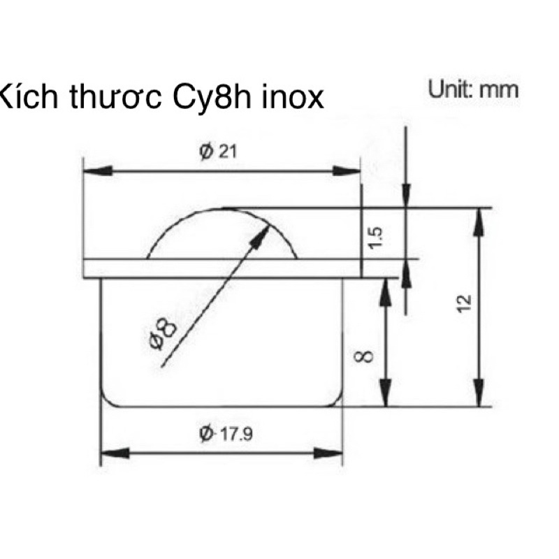 Ổ Bi Mắt Trâu Con Lăn CY 8 H CYH 8mm inox Thép