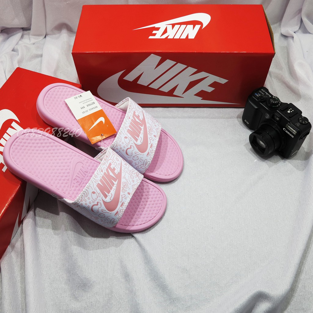 [Hộp Nike] Dép Nike Nk quai ngang nam nữ đầy đủ tem, mác, lót dày, tem size in nhiệt trong lót, tặng hộp hãng.