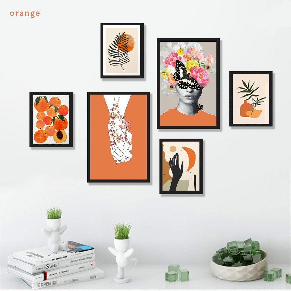 Bộ 6 tranh Decor treo tường hiện đại Orange