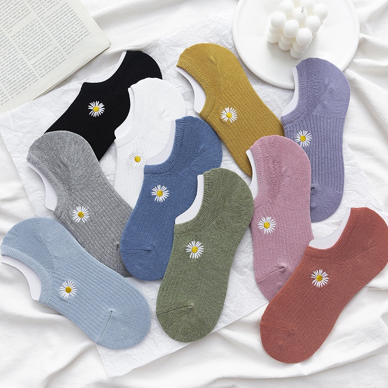 Bộ 10 Đôi Vớ cotton Cổ Ngắn Chống Trượt Dành Cho Nữ