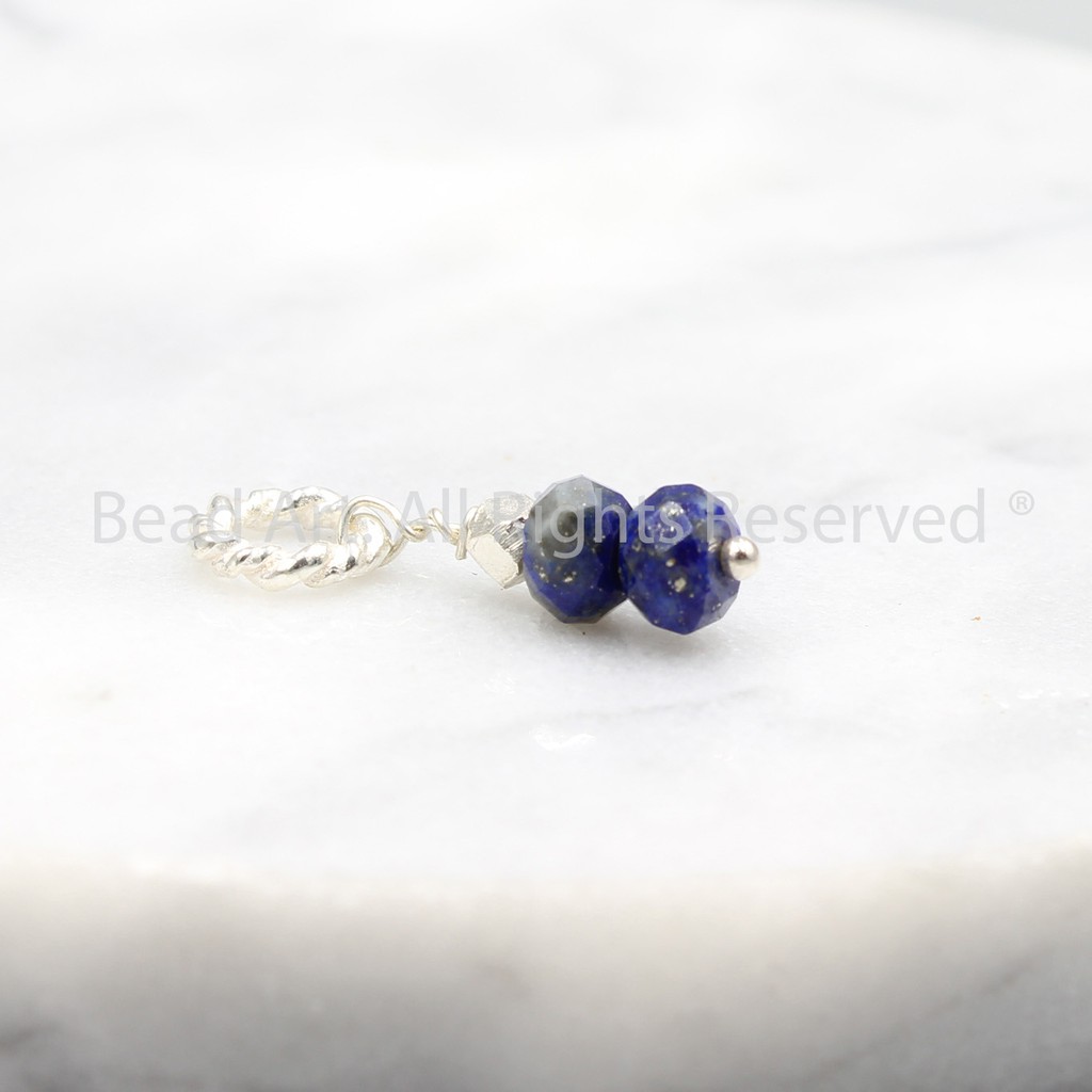 Mặt Dây Chuyền Lapis Lazuli Thiên Nhiên Màu Xanh Dương Và Bạc 925 Size Mini (Nhỏ) 15x3.5mm, Trang Sức Phong Thuỷ S48