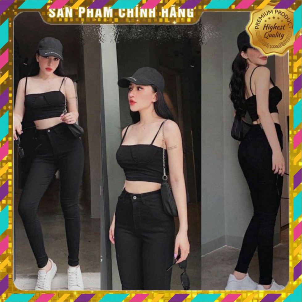 Quần jean nữ ⚡️LẺ BẰNG SỈ ⚡️ Quần bò giấy skinny cạp cao 2 cúc ôm sát tạo hiệu ứng chân dài