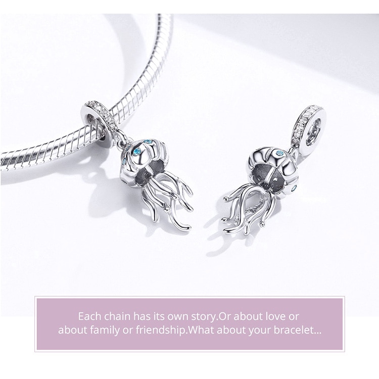 Mặt phụ kiện Bamoer thiết kế hình con sứa đính đá lấp lánh làm trang sức dễ thương