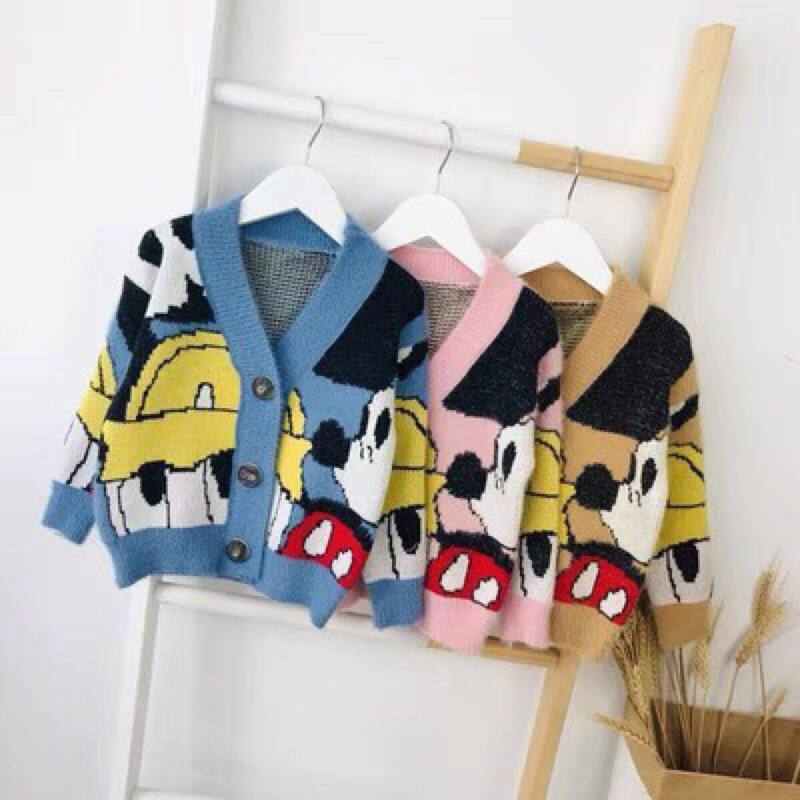 Áo khoác len lông thỏ kiểu dáng Hàn Quốc cho bé( áo len cadigan cho bé)