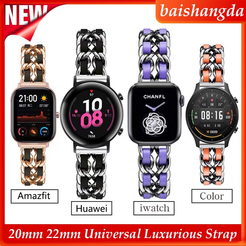 Dây đeo inox 20mm 22mm cho đồng hồ thông minh samsung galaxy Watch 4 3 active 2 Huawei GT 2 Amazfit