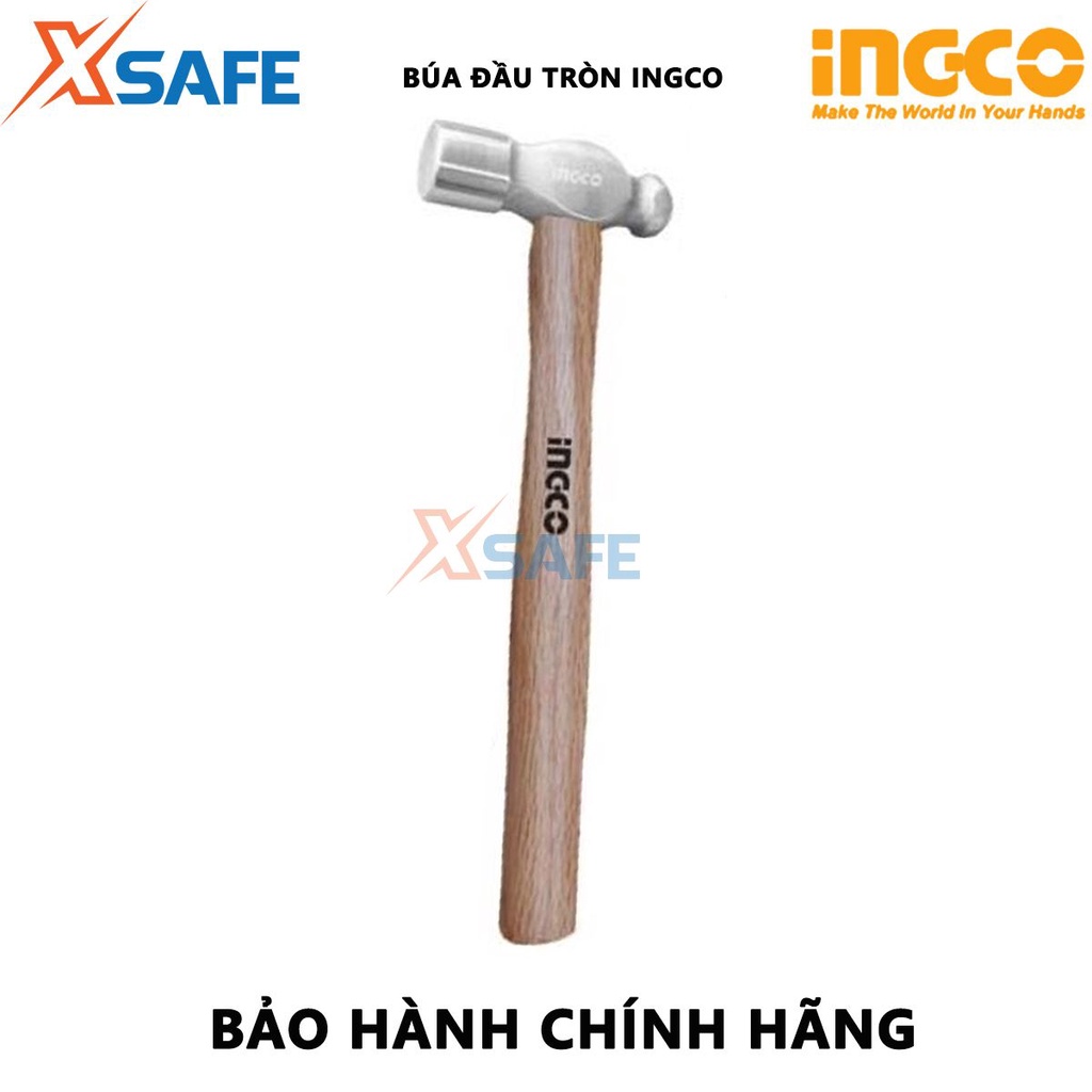 Búa đầu tròn INGCO Búa tay cầm gỗ trọng lượng 450g/660g, tay cầm gỗ cứng dùng đóng đinh, gò kim loại, đập phá công trình