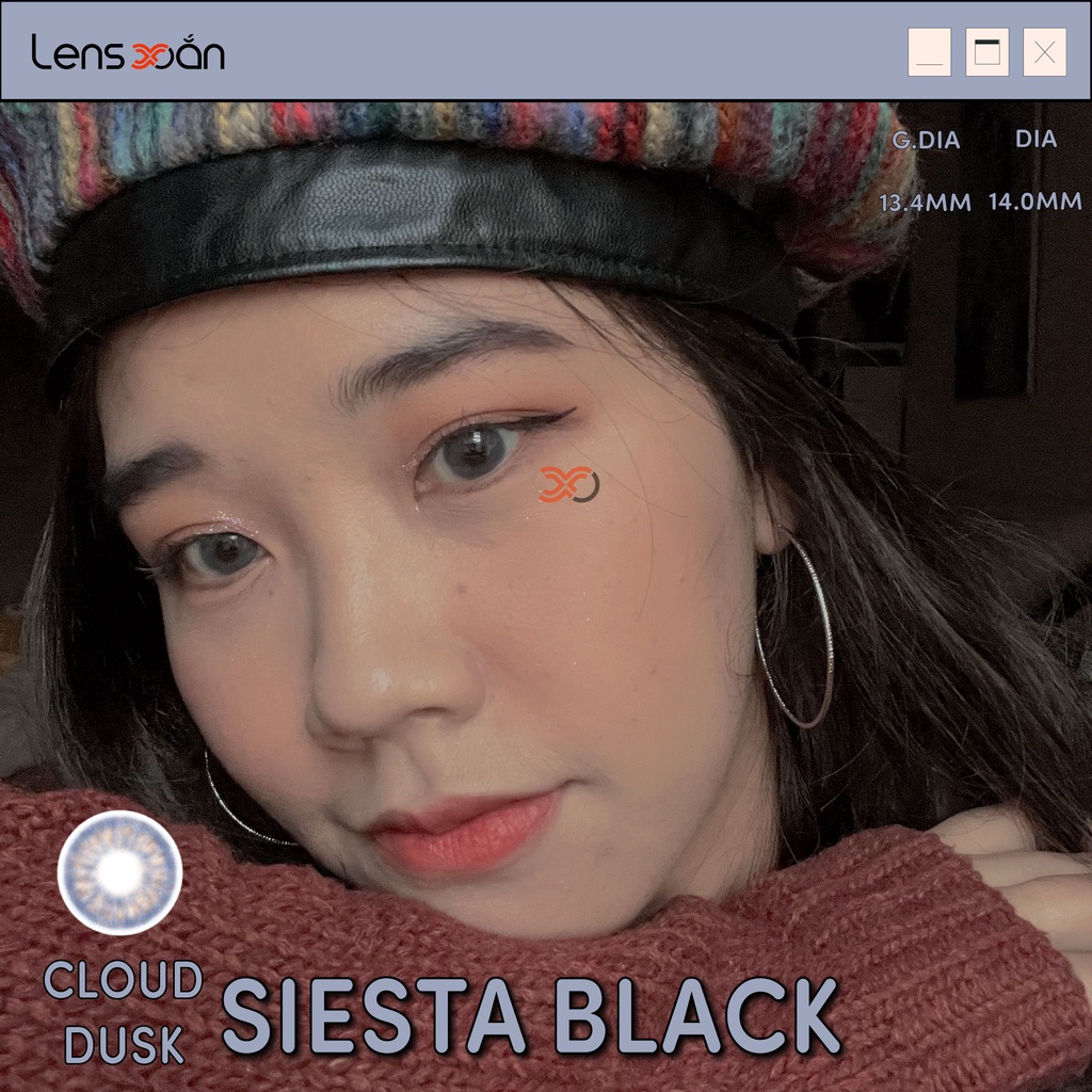 KÍNH ÁP TRÒNG CAO CẤP SIESTA BLACK CLOUD DUSK: LENS XANH TÍM SÁNG TRONG| PC HYDROGEL LENS| COLOR CL| LENS XOẮN