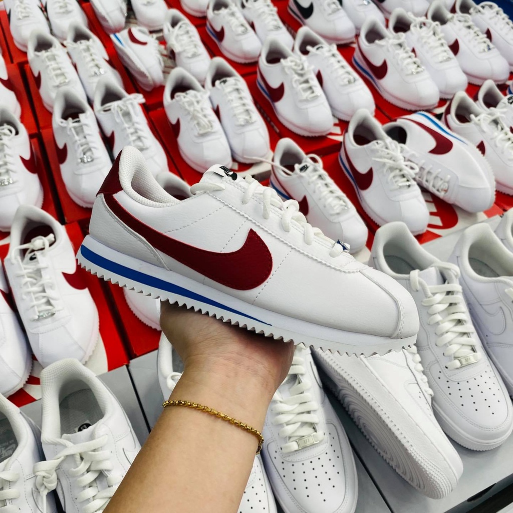 Giày Cortez Thể Thao Thời Trang Màu Trắng Móc Đỏ Nam Nữ Có Sẵn 904764-103