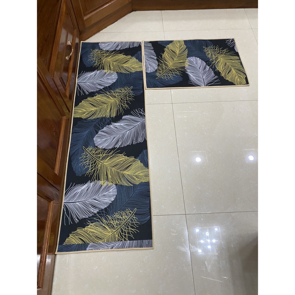 Thảm Bếp Bộ Đôi - Thảm Lót Chân Chống Trượt : 40x60cm và 40x1m2