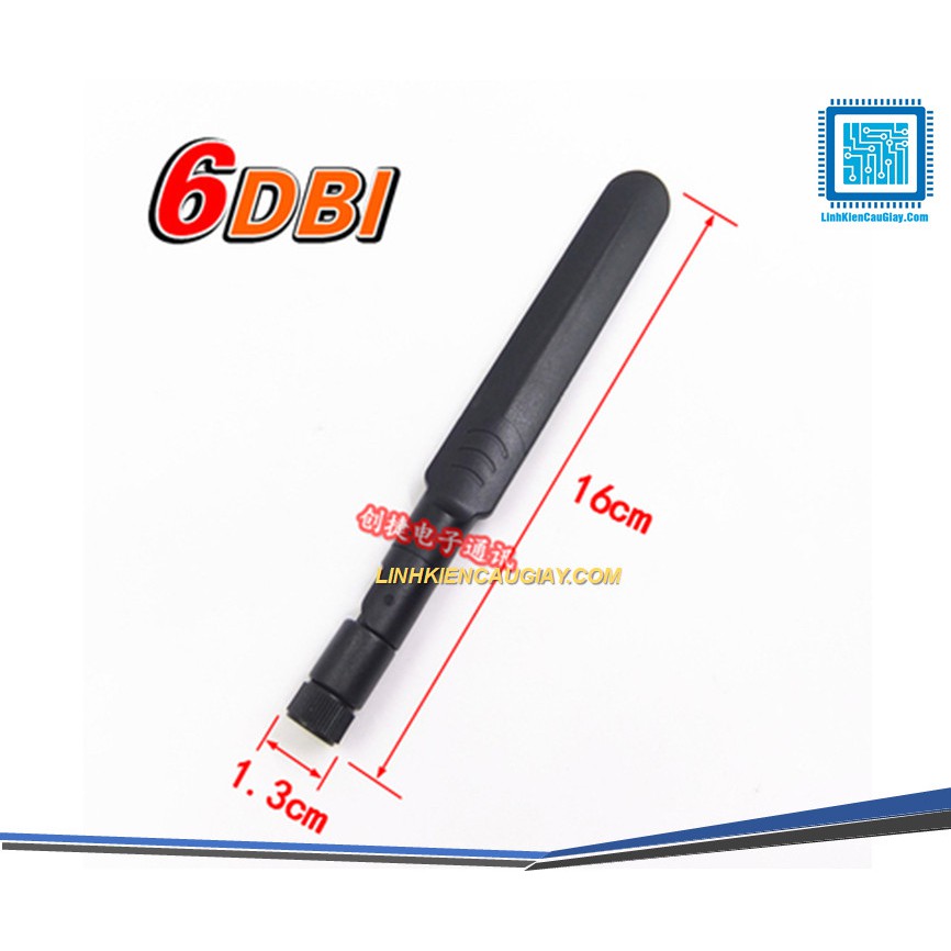 Anten Wifi 6DB 2.4g/5g/5.8g SMA Chân kim loại cong