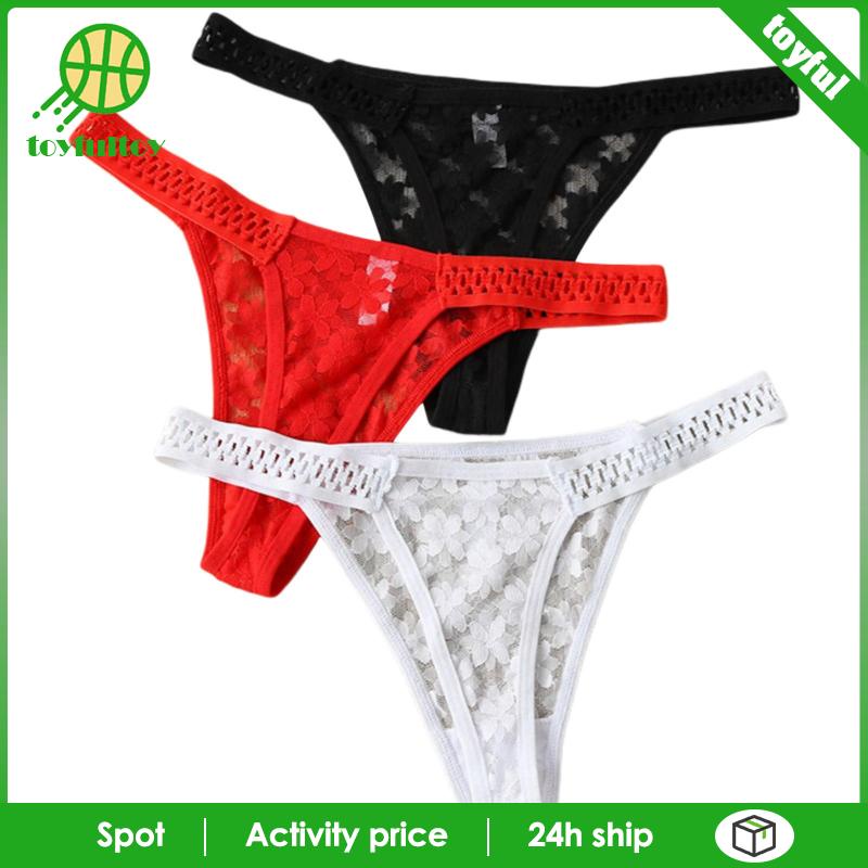 Set 3 Quần Lót Lưới Trong Suốt Lưng Thấp Thoáng Khí Cho Nữ