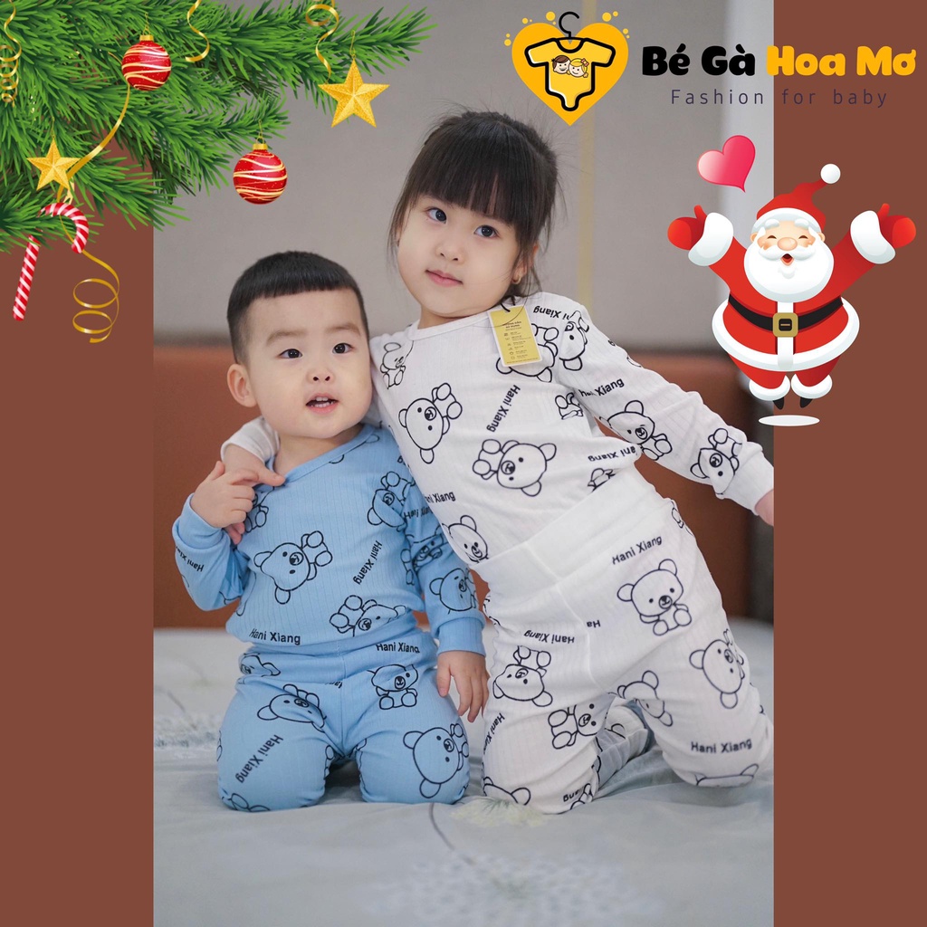 Bộ dài tay thun tăm in gấu