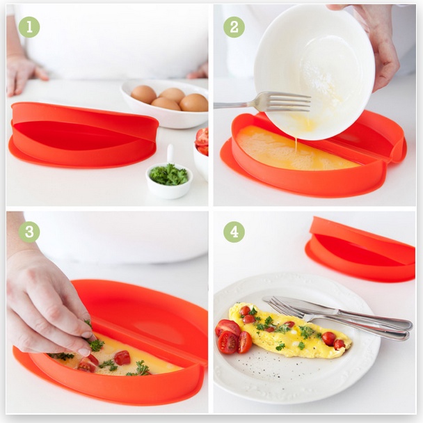 KHUÔN SILICONE HẤP TRỨNG LÒ VI SÓNG Lékue Omelette Maker - Microwave, MÀU ĐỎ - HÀNG NHẬP MỸ