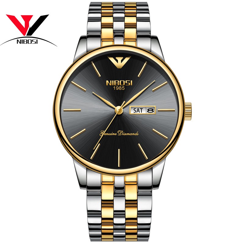 Đồng hồ nam NIBOSI 2332 dây thép đúc đặc kính tráng shappire lịch ngày cao cấp | BigBuy360 - bigbuy360.vn