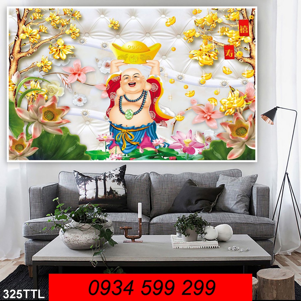 Tranh 3D gạch ốp tường tượng phật di lặc- tranh gạch men tượng phật di lặc JJK
