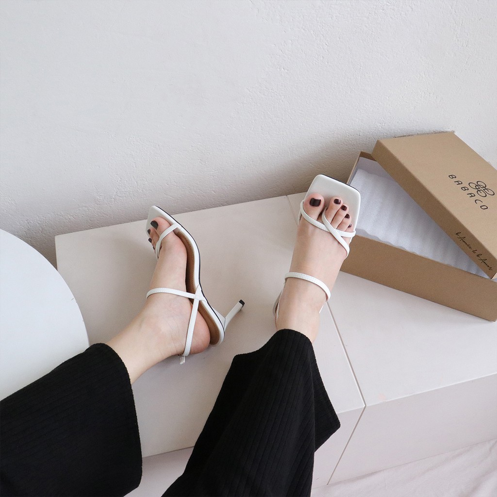 Sandal cao gót xỏ ngón nữ gót nhọn 7cm quai chéo dây mảnh mũi vuông đẹp thời trang chính hãng bAimée &amp; bAmor - MS1639