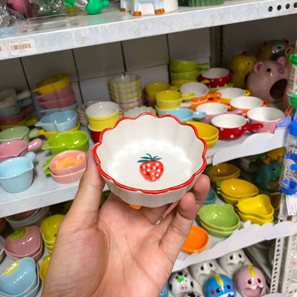 Chén ăn sứ TRÒN HOẠT HÌNH dễ thương cho hamster, sóc, bọ, nhím, thú nhỏ
