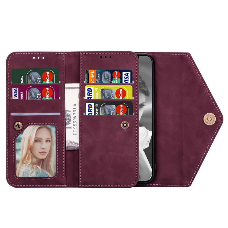 IPhone 12 11 Pro Xs Max XR I8 I7 Wallet Leather Case Flip Lady Lanyard Bag Bracket Zipper Soft  Cover Casing
