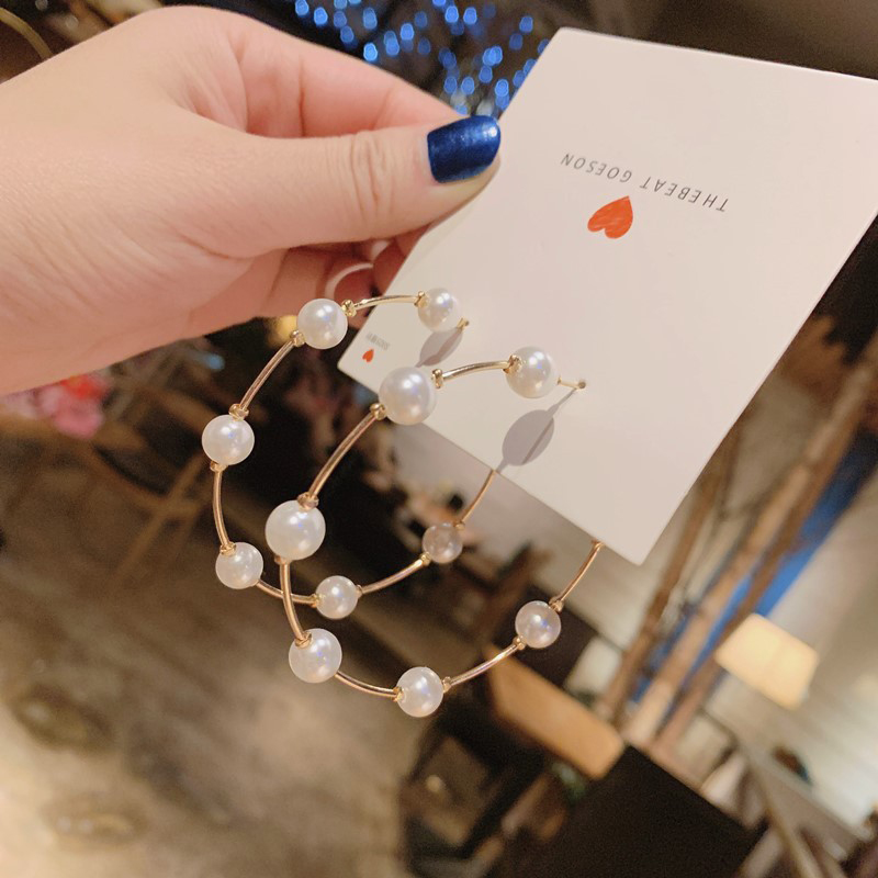 Hoa Tai Dáng Dài Đính Ngọc Trai Nhân Tạo Thời Trang