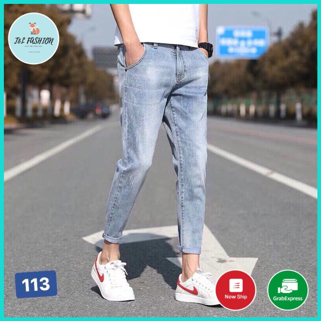 Quần Jean Nam Màu Xanh Co Giãn Phong Cách Thời Trang Hàn Quốc Cao Cấp T&L store ms113