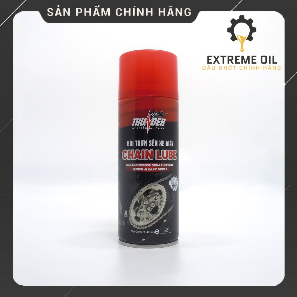 Chai xịt dưỡng sên Thunder Chain Lube 400ml, xịt bôi trơn xích xe máy