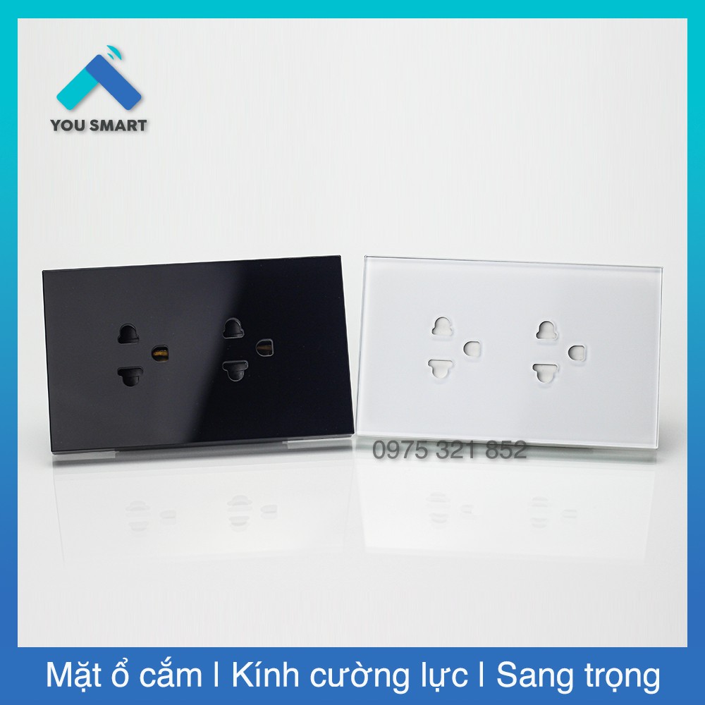 Ổ cắm âm tường full mặt kính cường lực