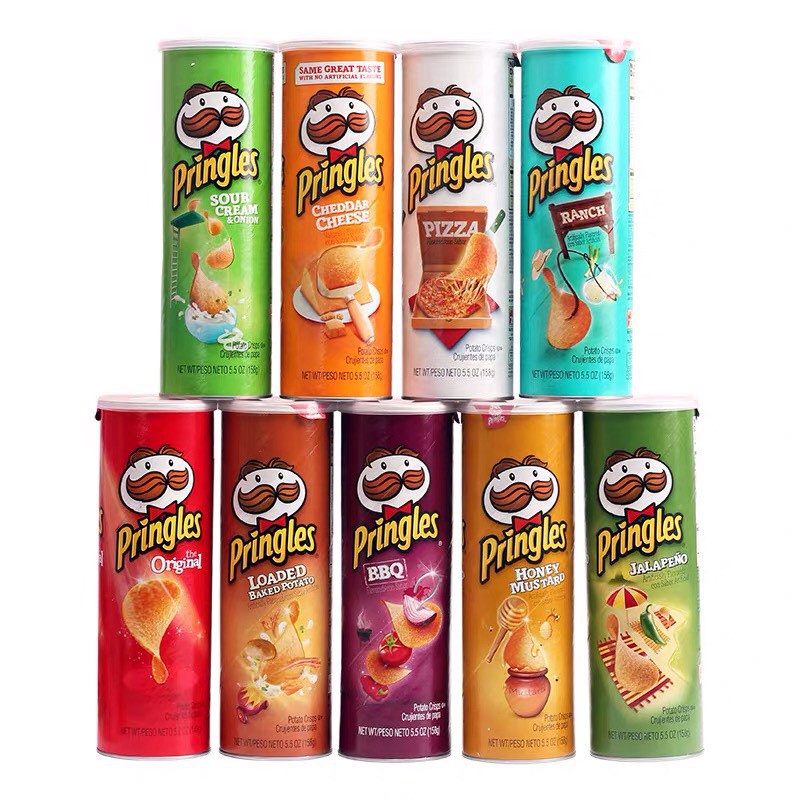 Snack Khoai Tây Pringles Vị Phô Mai, Tự Nhiên, Truyền Thống, Kem Chua Hành