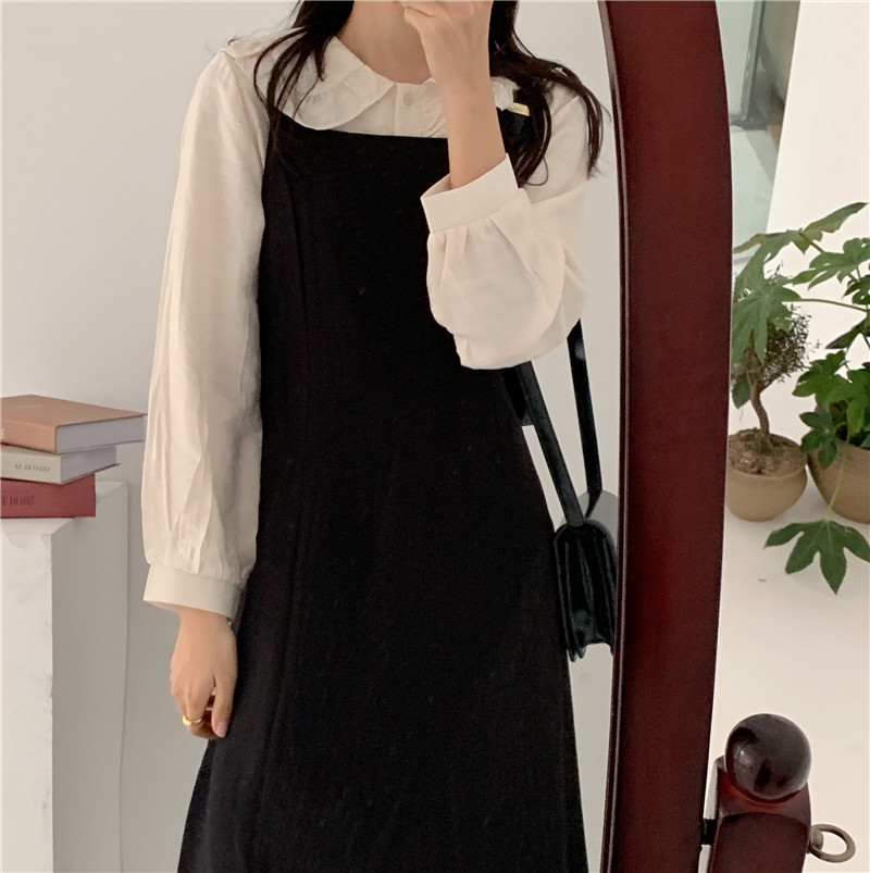 Bộ Áo Kiểu Cổ Búp Bê + Đầm Không Tay Thời Trang Cho Nữ 36919