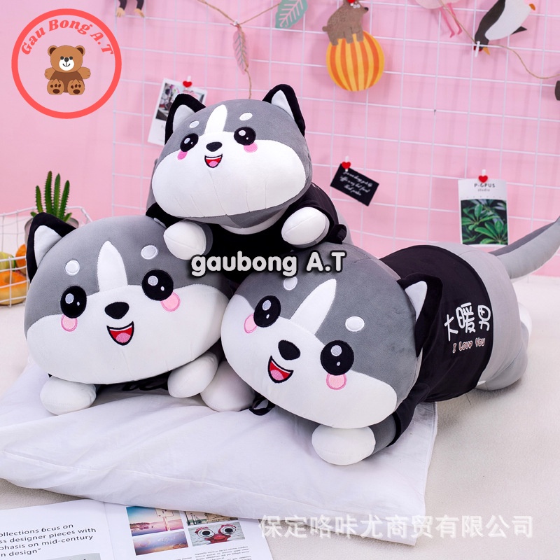 Gấu Bông Mèo Husky siêu to khủng lồ, thú nhồi bông mặt ngáo, gối ôm mèo ngáo size 40m-1m5