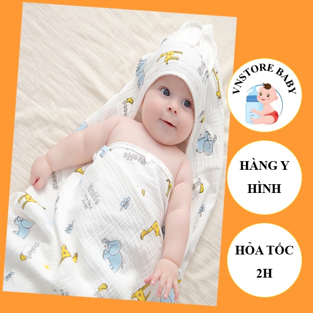Khăn tắm xô 6 lớp cho bé [5 trong 1 Hàng Cao Cấp] - Áo choàng tắm có mũ