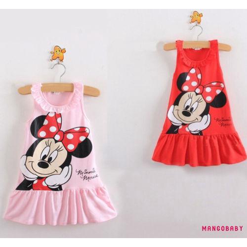 Đầm cộc tay in hình chuột Minnie xinh xắn dành cho bé gái