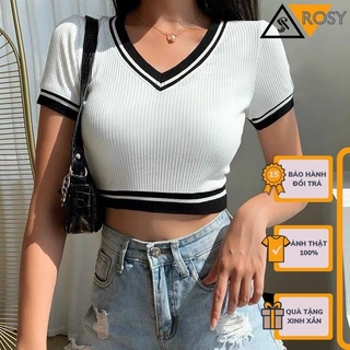 Áo croptop kiểu cổ trái tim ôm body chất thun gân cao cấp