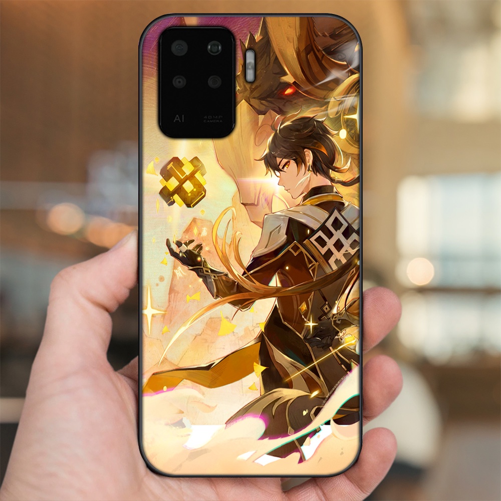 Ốp lưng Oppo A94 viền đen in hình Zhongli Genshin Impact