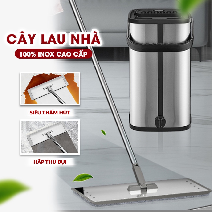 CHỔI LAU NHÀ THÔNG MINH 360 ĐỘ - INOX CAO CẤP THẾ HỆ MỚI - CÂY LAU NHÀ CHẾ ĐỘ TỰ VẮT - Siêu sạch - Kiểu dáng độc lạ