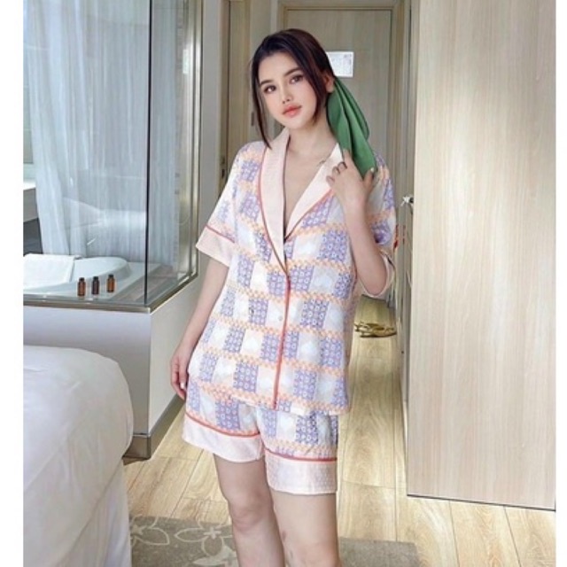 pijama đùi vec cao cấp Quảng Châu d chìm cam
