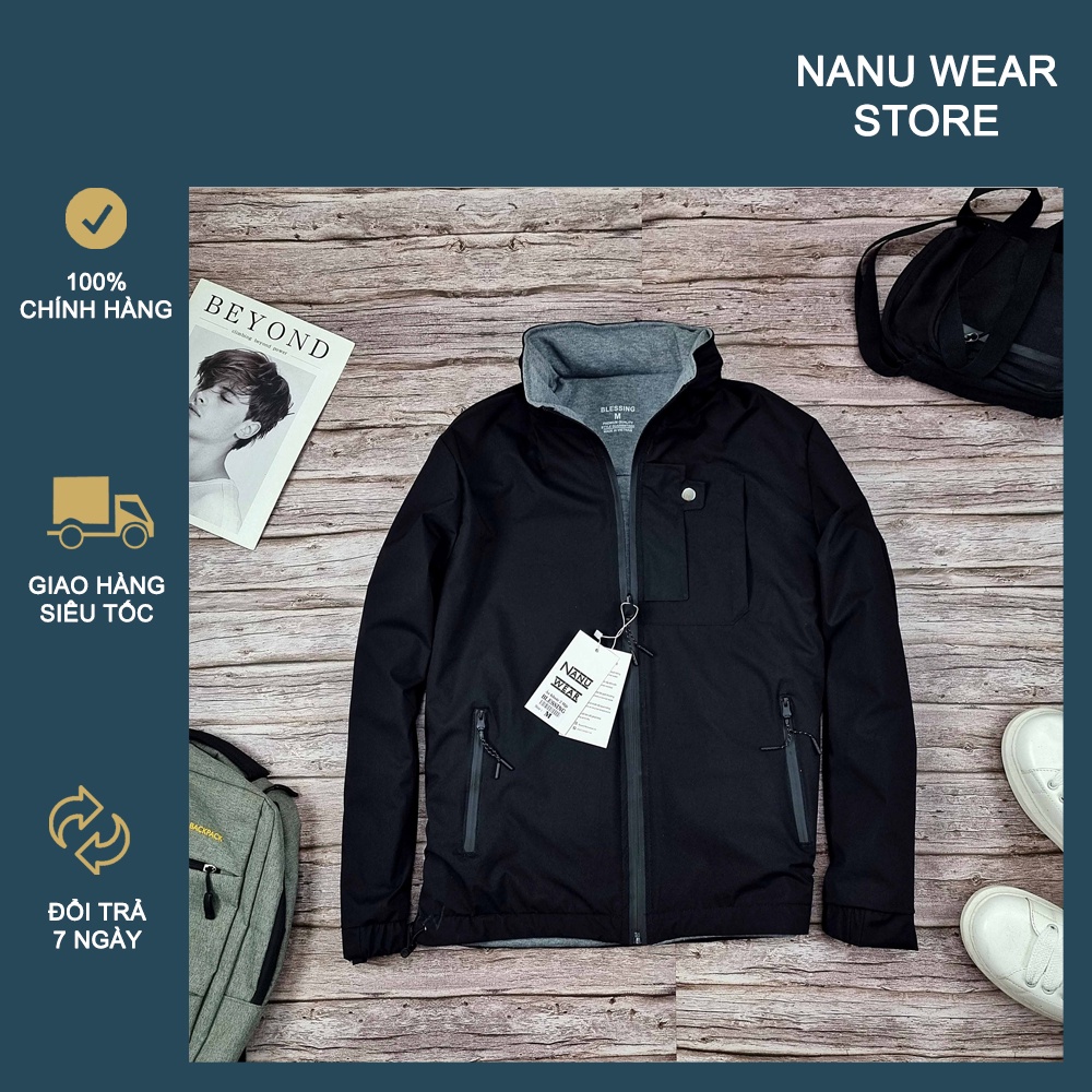 Áo khoác 2 mặt túi hộp NANU WEAR chất liệu gió - nỉ