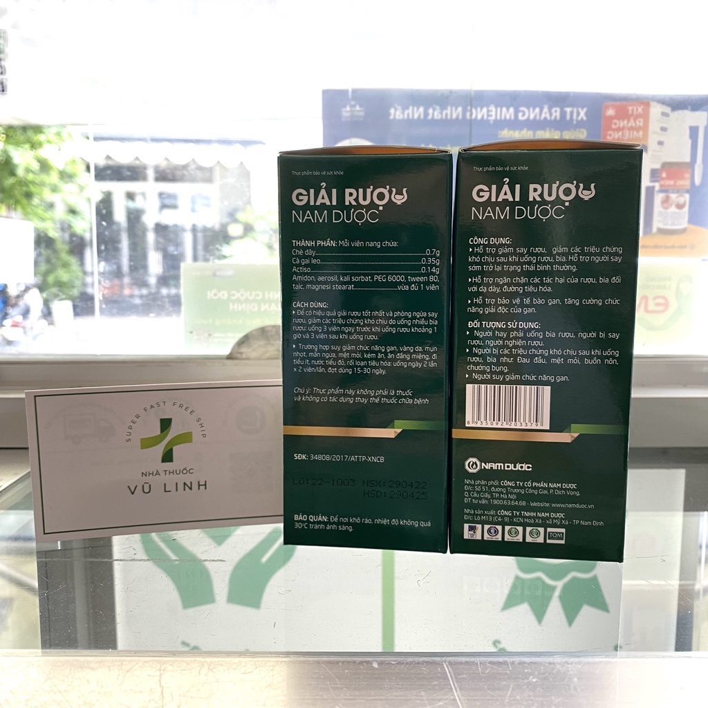 Viên giải rượu Nam Dược 1 hộp x 6 viên giảm say rượu bia, giảm triệu chứng, tăng cường chức năng giải độc bảo vệ gan