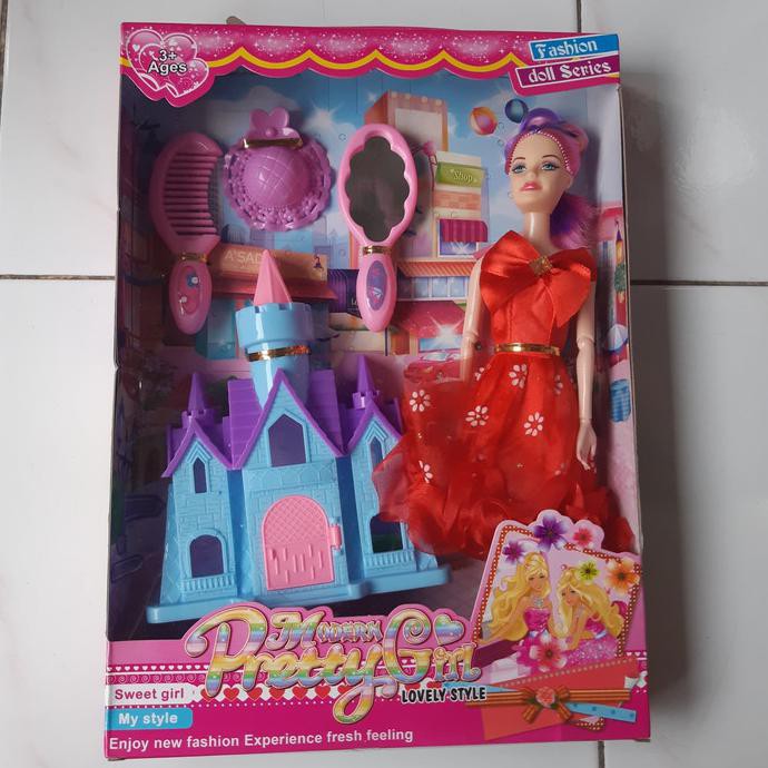 Búp Bê Barbie Mặc Đầm Đỏ Hiện Đại Thời Trang