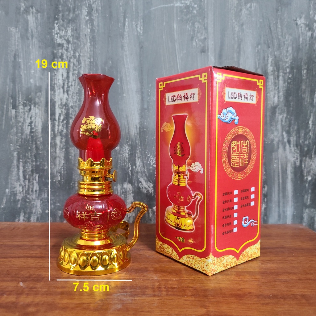 Đèn dầu Led trang trí bàn thờ, bàn thờ gia tiên, bàn thờ phật, ban thờ thần tài sử dụng pin bảo hành 12 tháng
