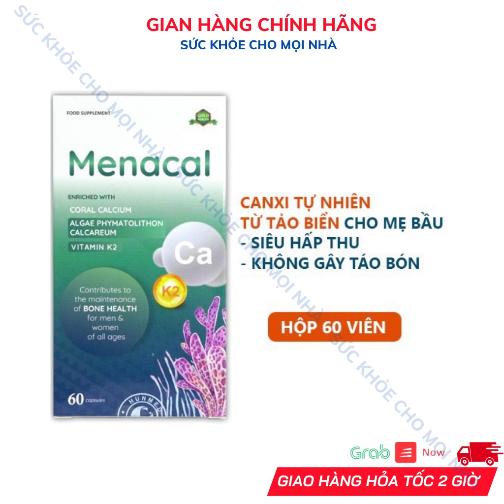 Canxi Menacal - Canxi Từ Tảo Biển Và San Hô Cho Mẹ Bầu Và Trẻ Nhỏ.Hộp 60 Viên.suckhoechomoinha