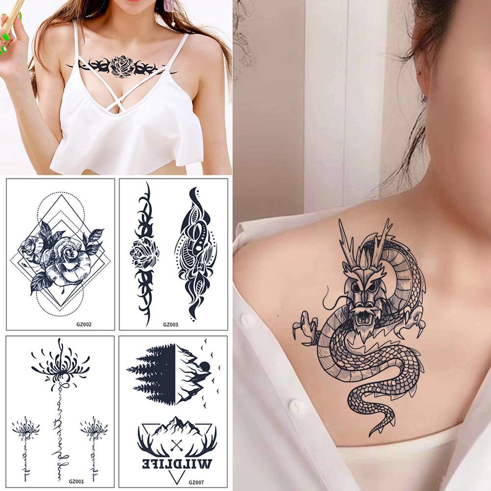 [Hàng mới về] Hình Xăm Dán Cánh Tay S7D2 Họa Tiết Rồng Và Hoa Chống Thấm Nước Lâu Trôi | BigBuy360 - bigbuy360.vn